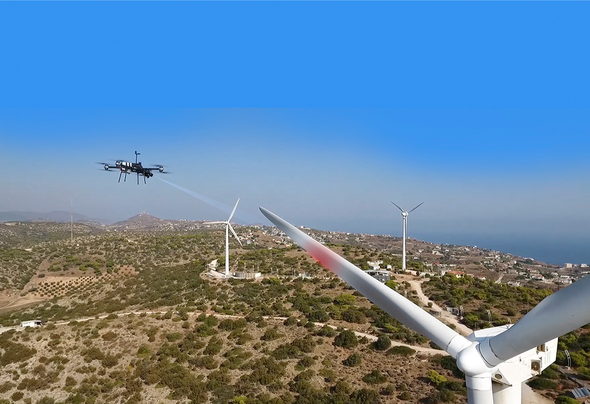 drone inspecting turbine