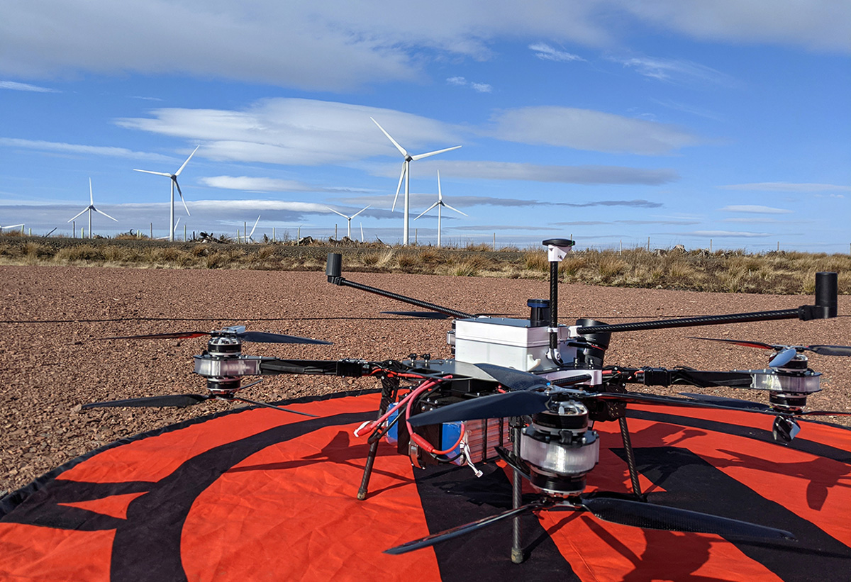 image of drone in wind turbine