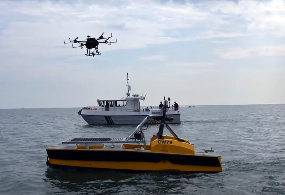 Drone landing on autonomous vessel/boat