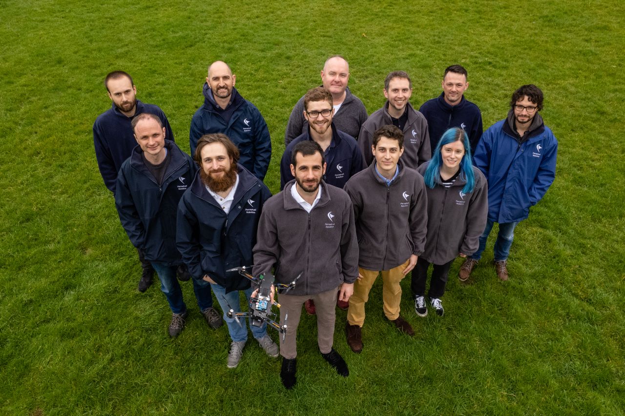 This is a photo of the Perceptual Robotics team looking up at the camera.