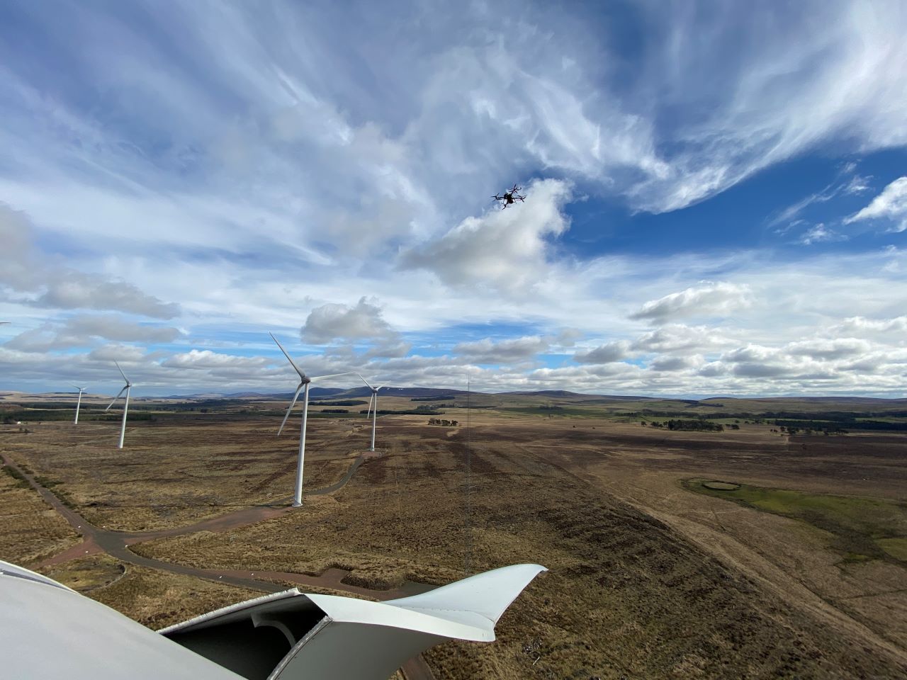 This is an image of one of Perceptual Robotics' drones inspecting wind 