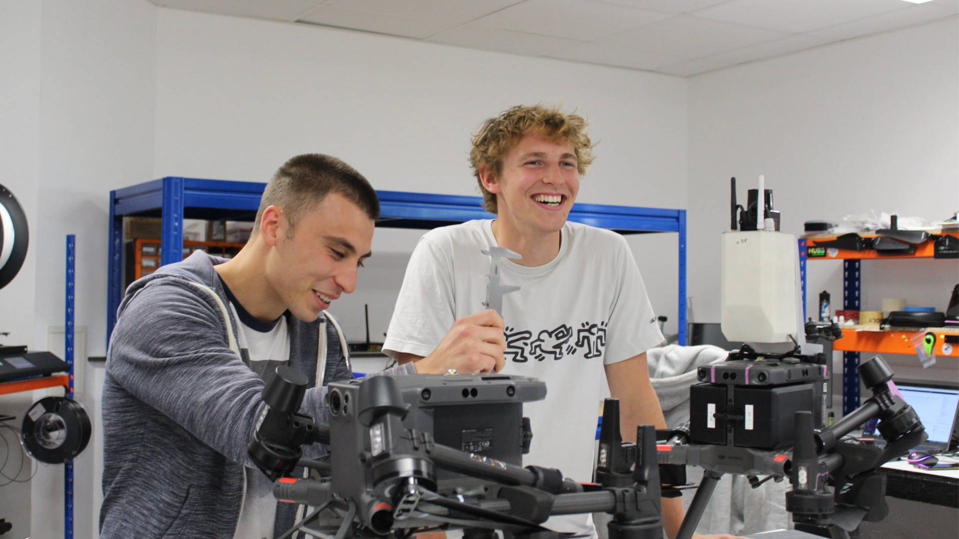 Phil Blecher and Jakub Amin with equipment