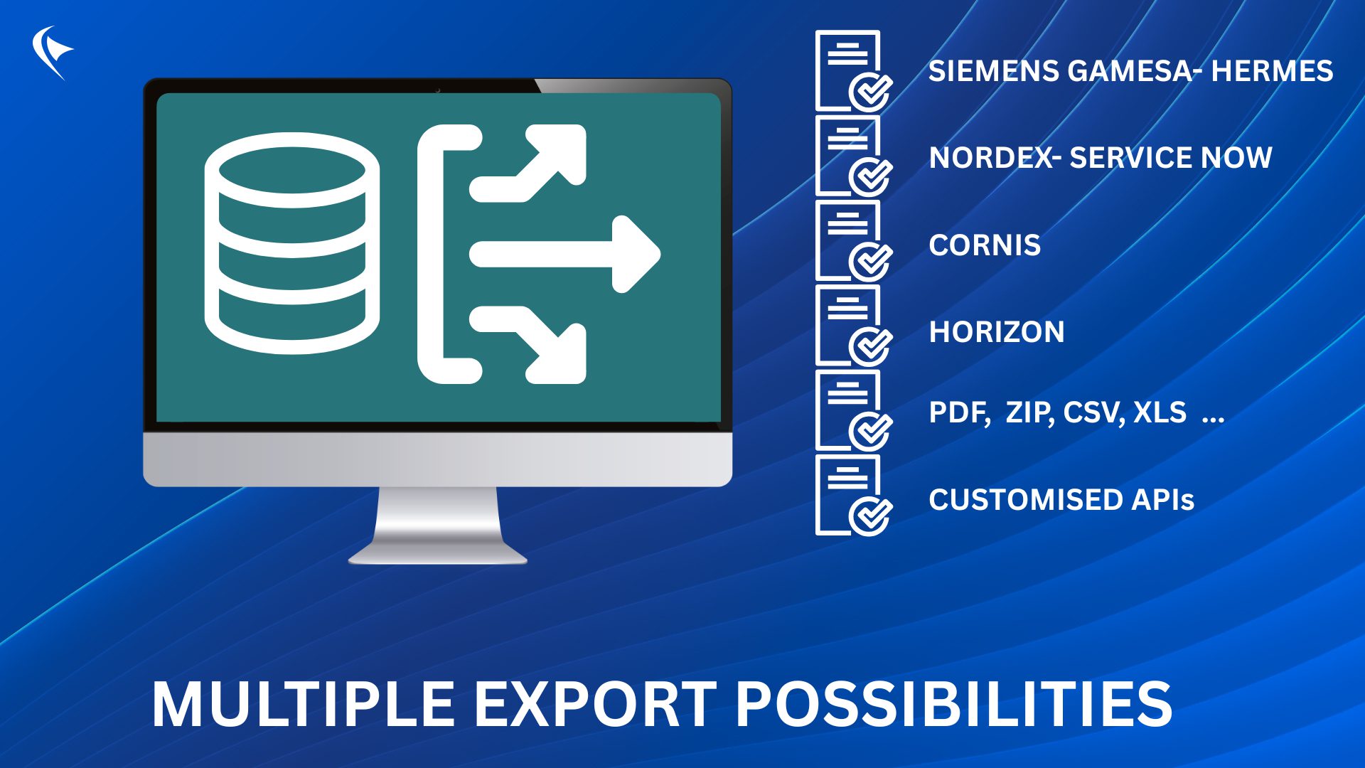 Dashboard showing flexible wind turbine inspection data integration across multiple platforms