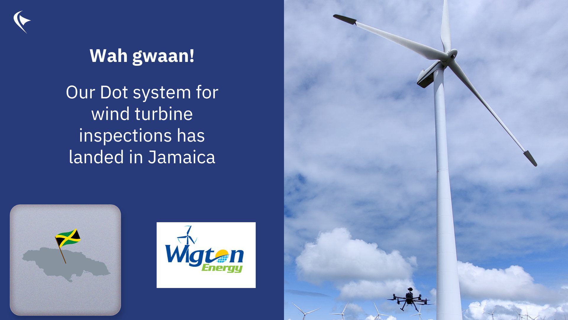 this is a split image announcing the arrival of a Dot unit in Jamaica for one of our customers