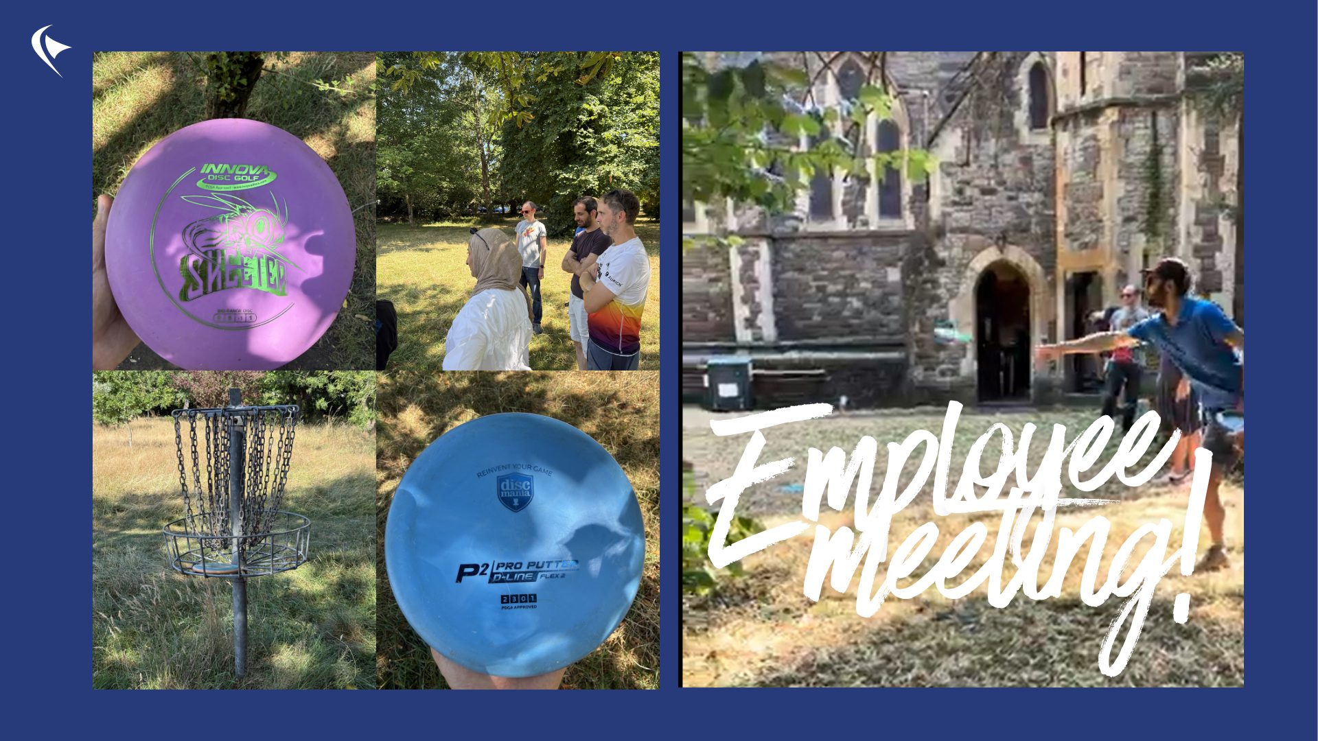 Image shows the team of Perceptual Robotics playing disc golf