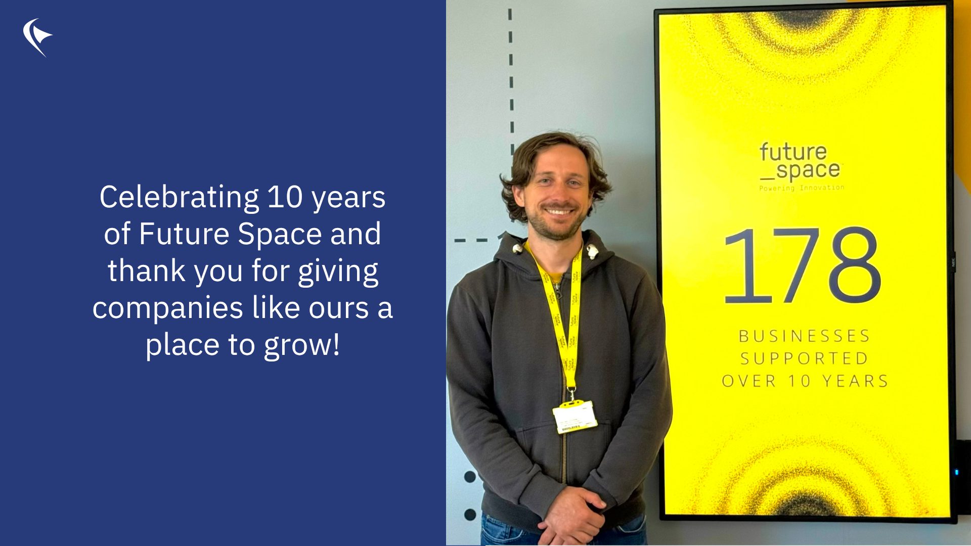 Image of our CTO, Kevin Lind who will be attending the 10th anniversary event of Future Space, a place supporting businesses like ours and will be showcasing our Dhalion system.
