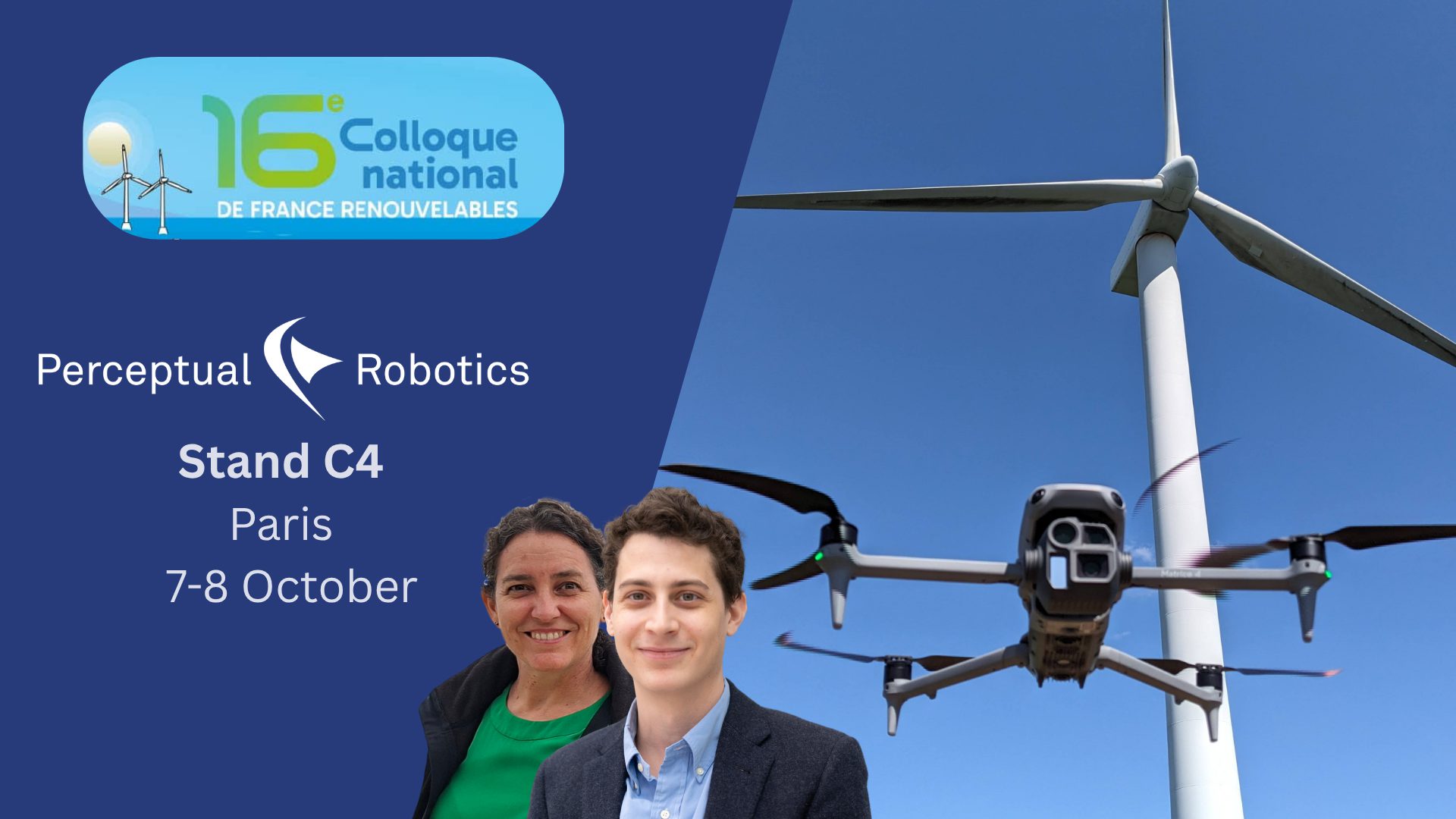 Perceptual Robotics save-the-date graphic for Colloque National France Renouvelables, stand C4, on 7 to 8 October.